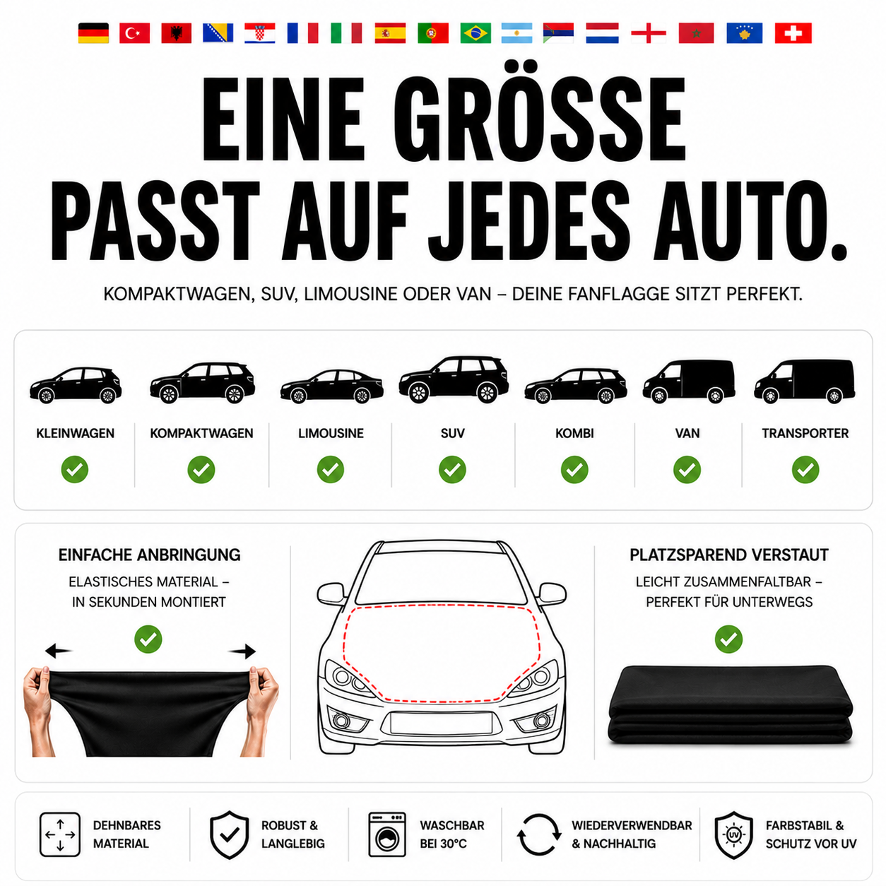 ALBANIEN FLAGGE MOTORHAUBE